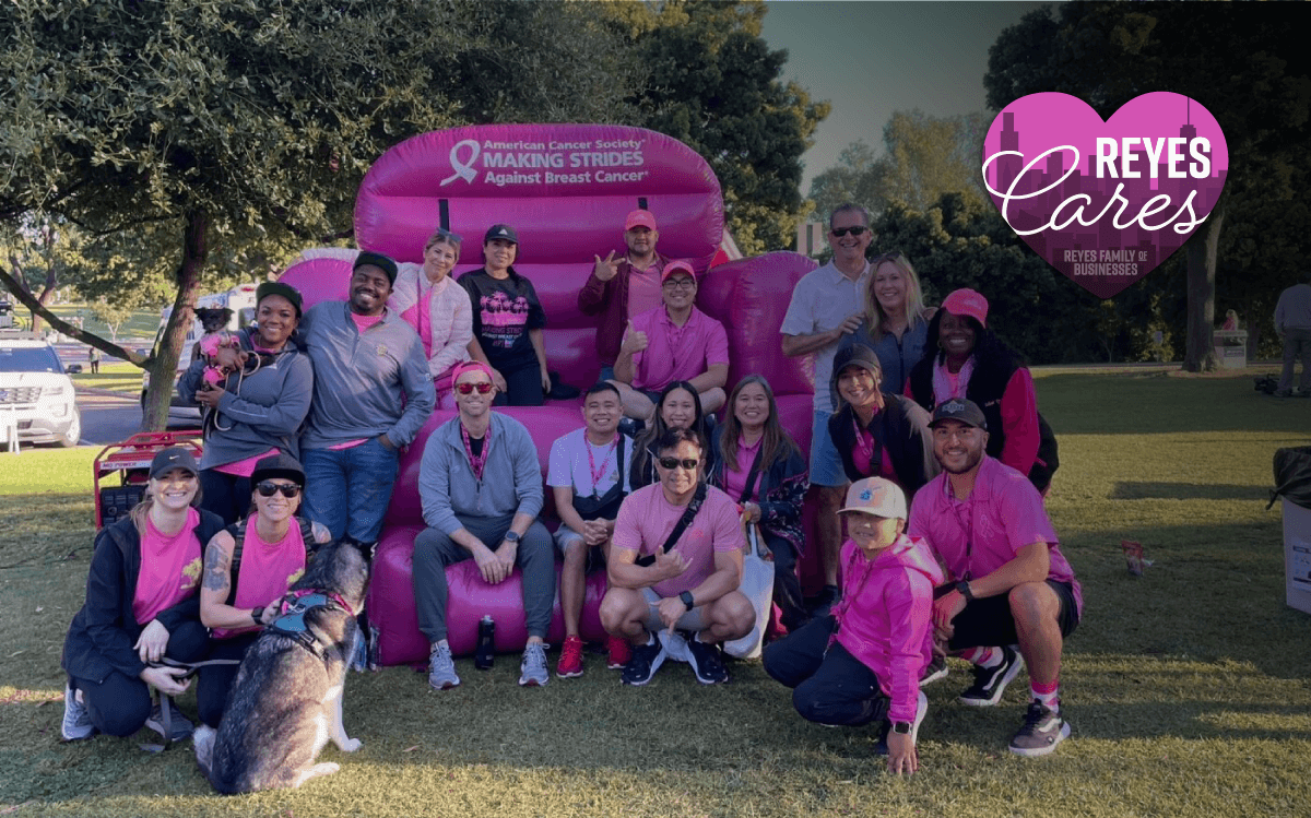 Reyes Cares members posing for picture during Breast Cancer Awareness month.